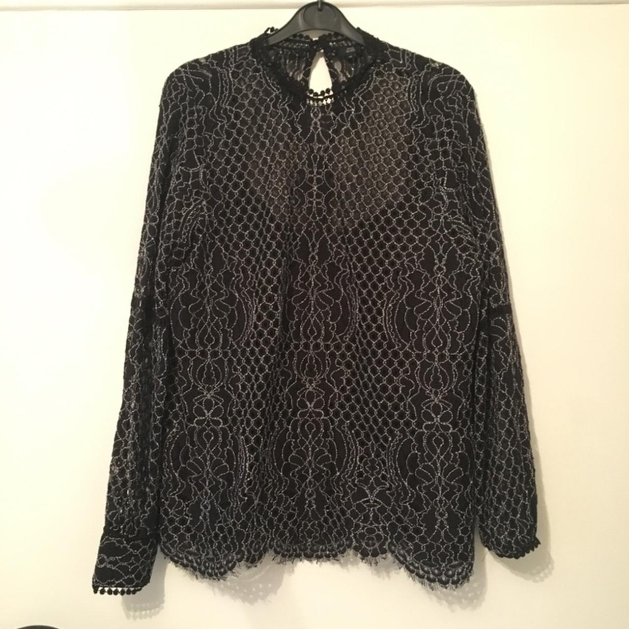 River island black and white netted top - includes... - Depop