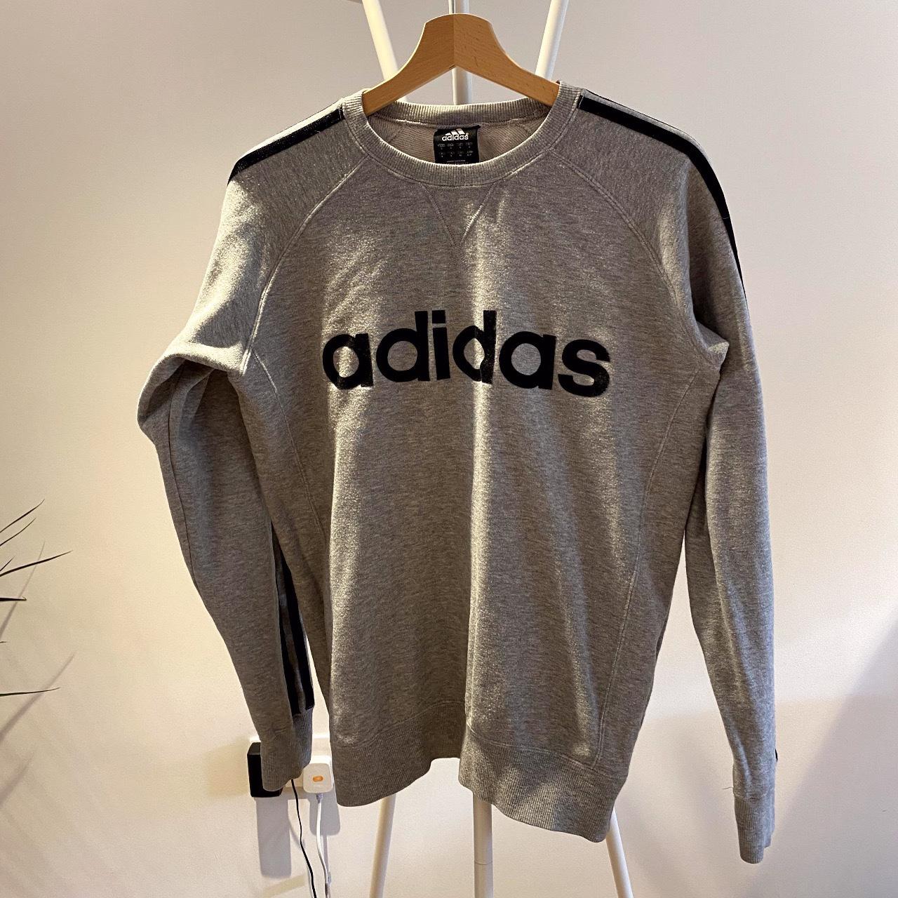 Adidas Men's Grey and Black Jumper | Depop