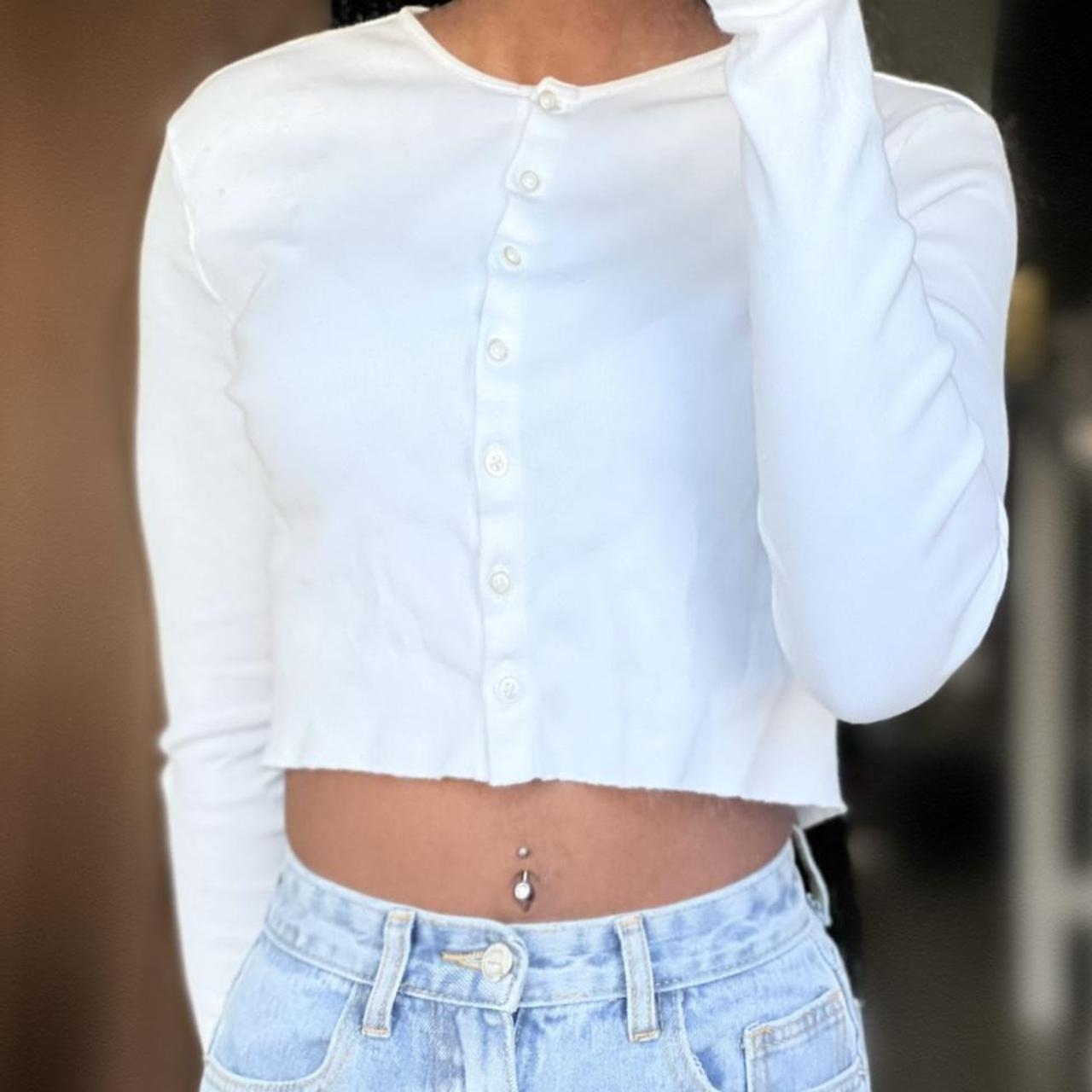 White Brandy Button Up Shirt brandymelville... Depop