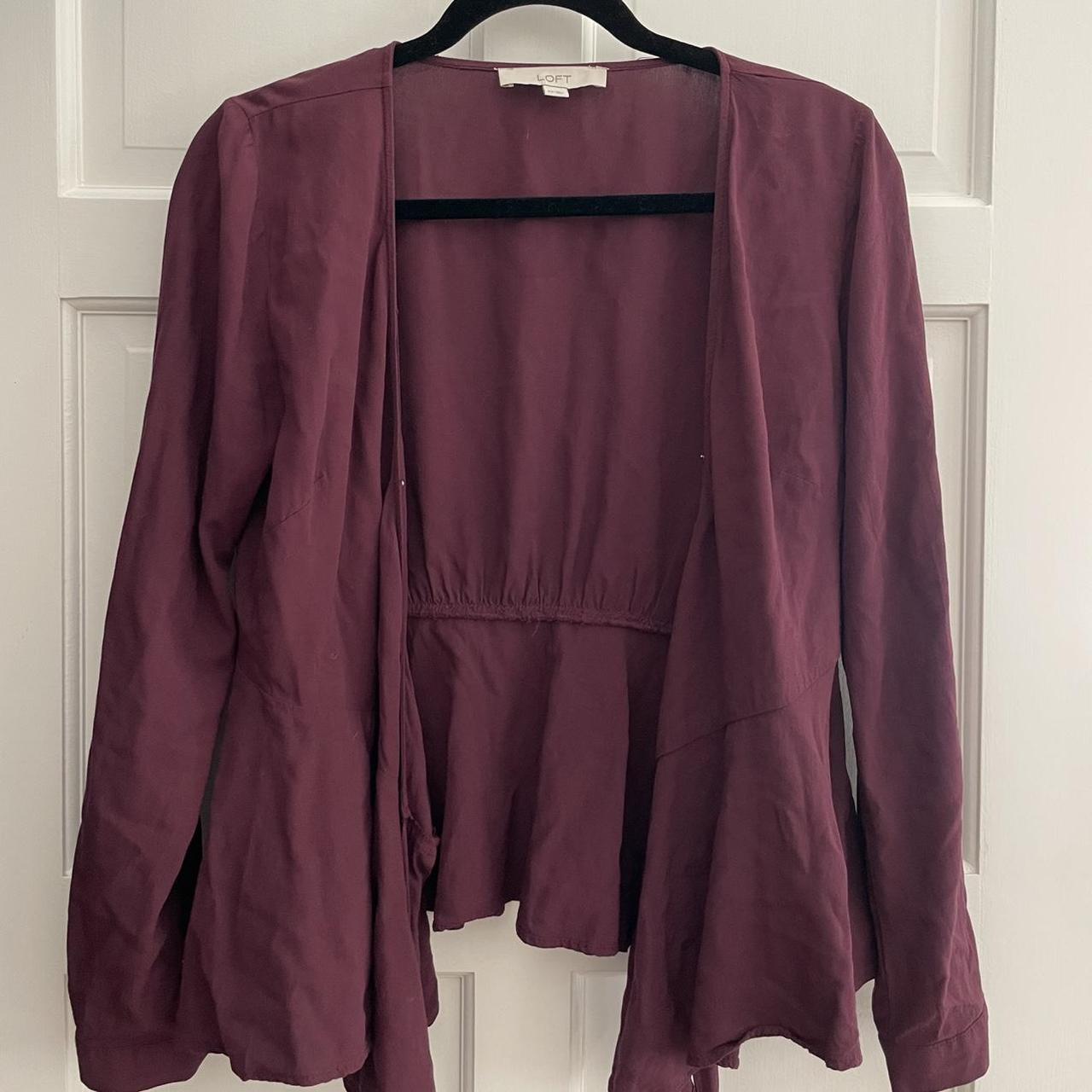 Purple peplum wrap top from LOFT, size XS. Really... - Depop