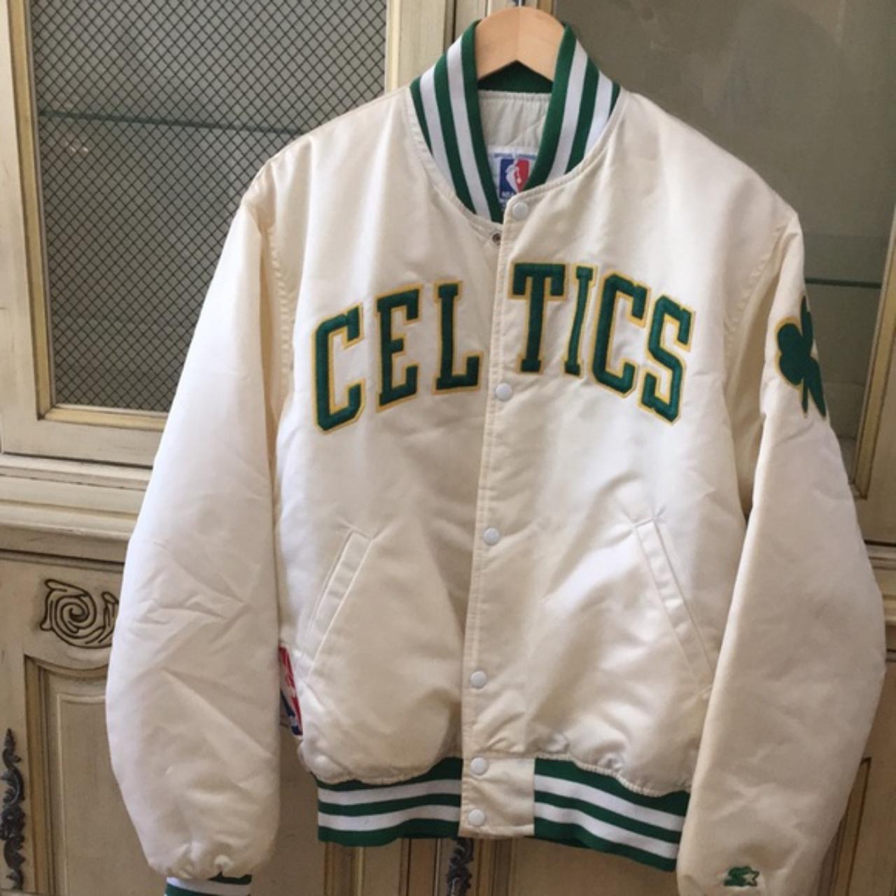 celtics bomber jacket white