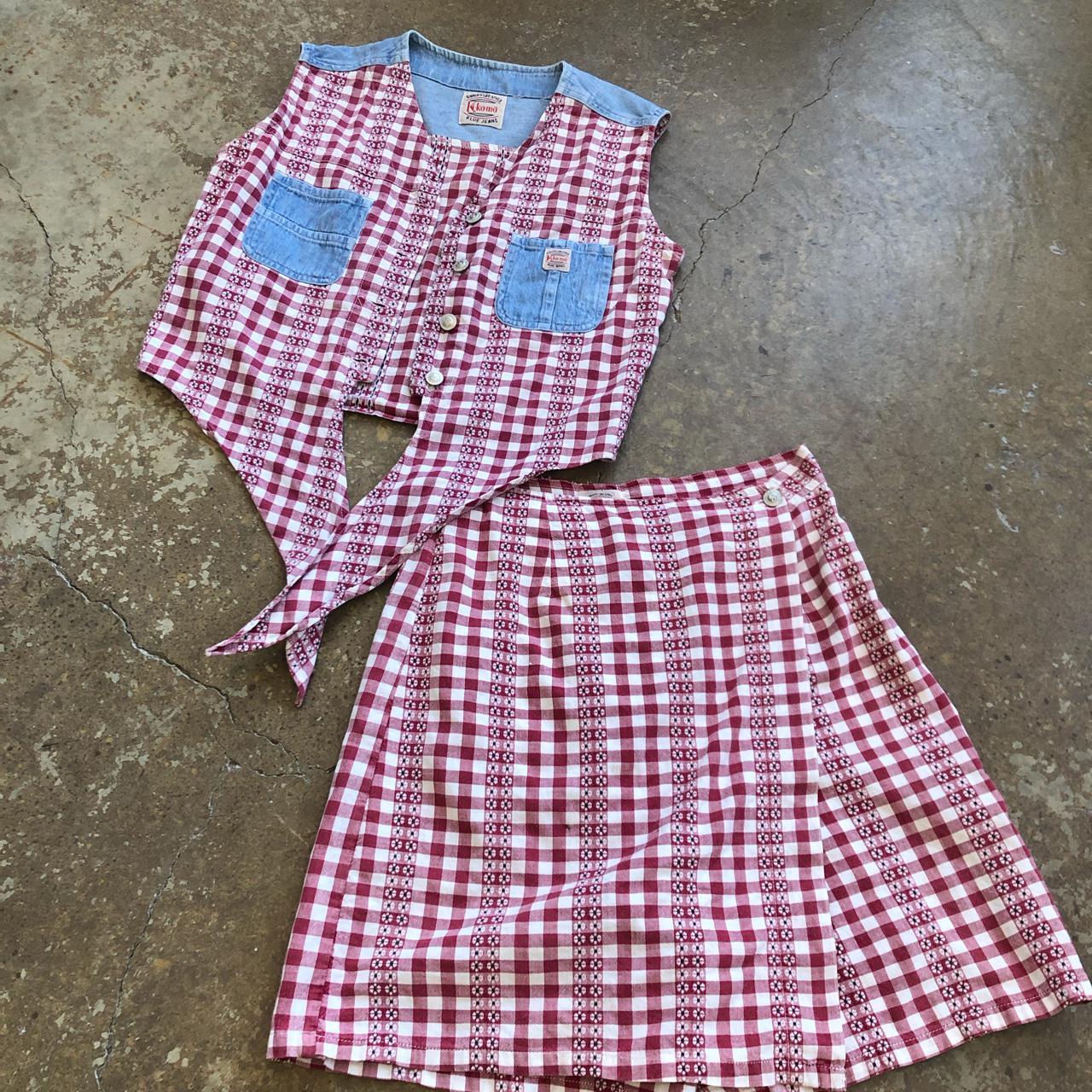 red gingham two piece set