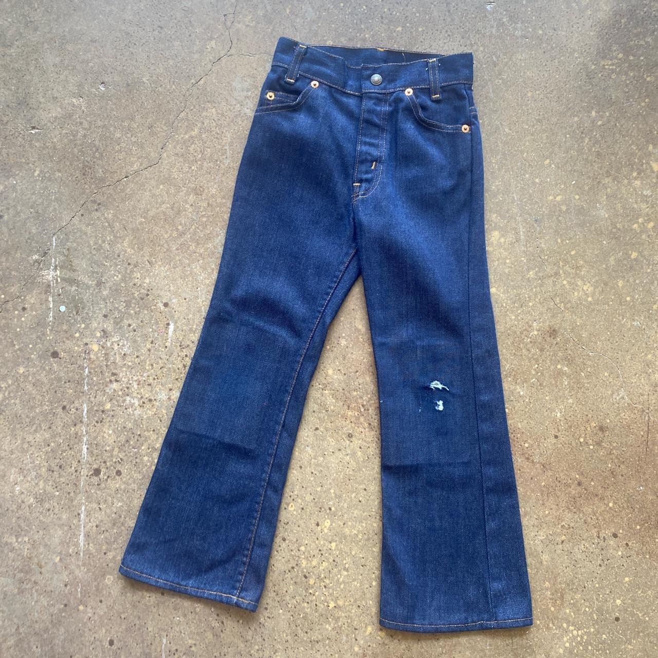 Vintage kids 1970s dark wash Levi’s bell... - Depop