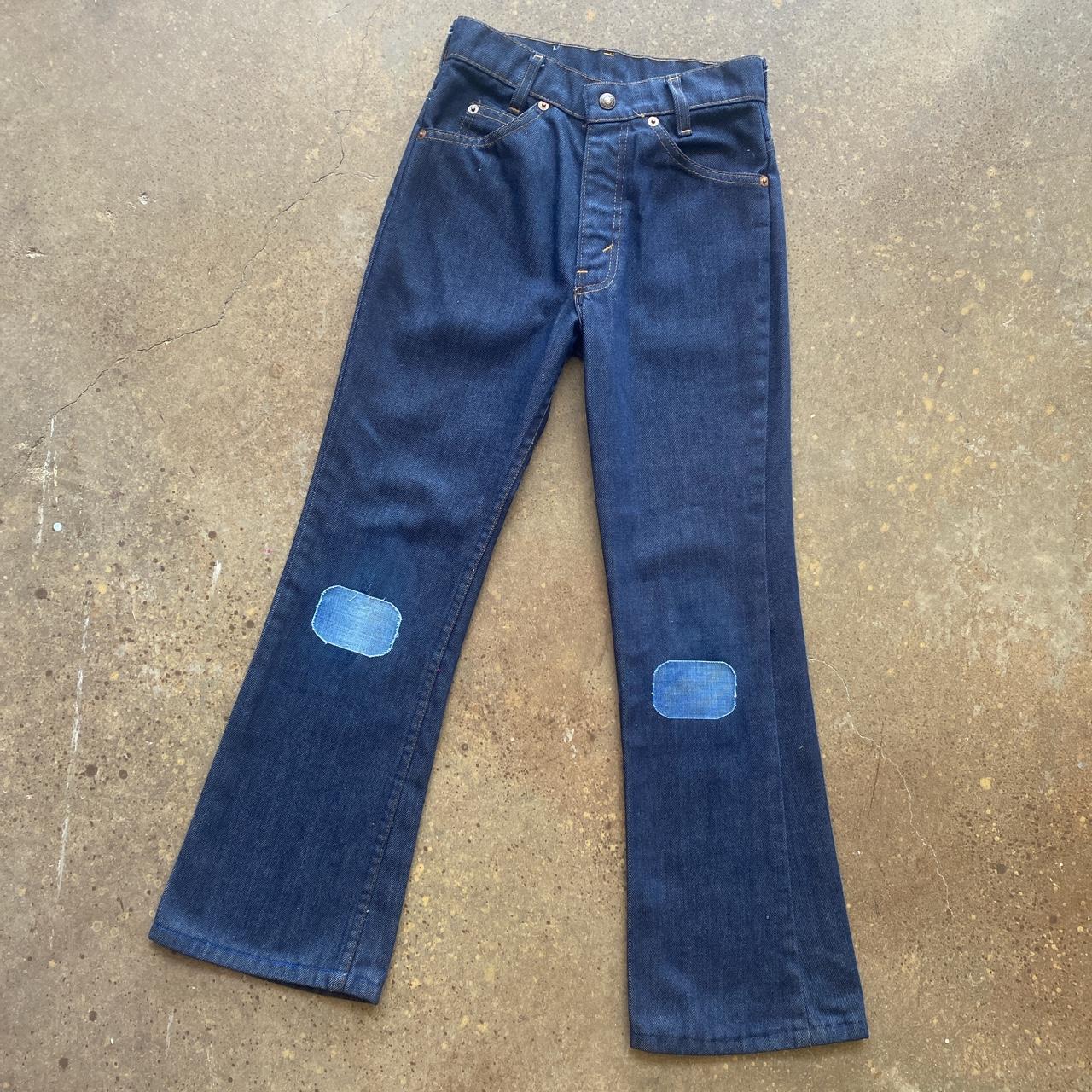 Vintage kids 1970s dark wash Levi’s orange tab bell... - Depop