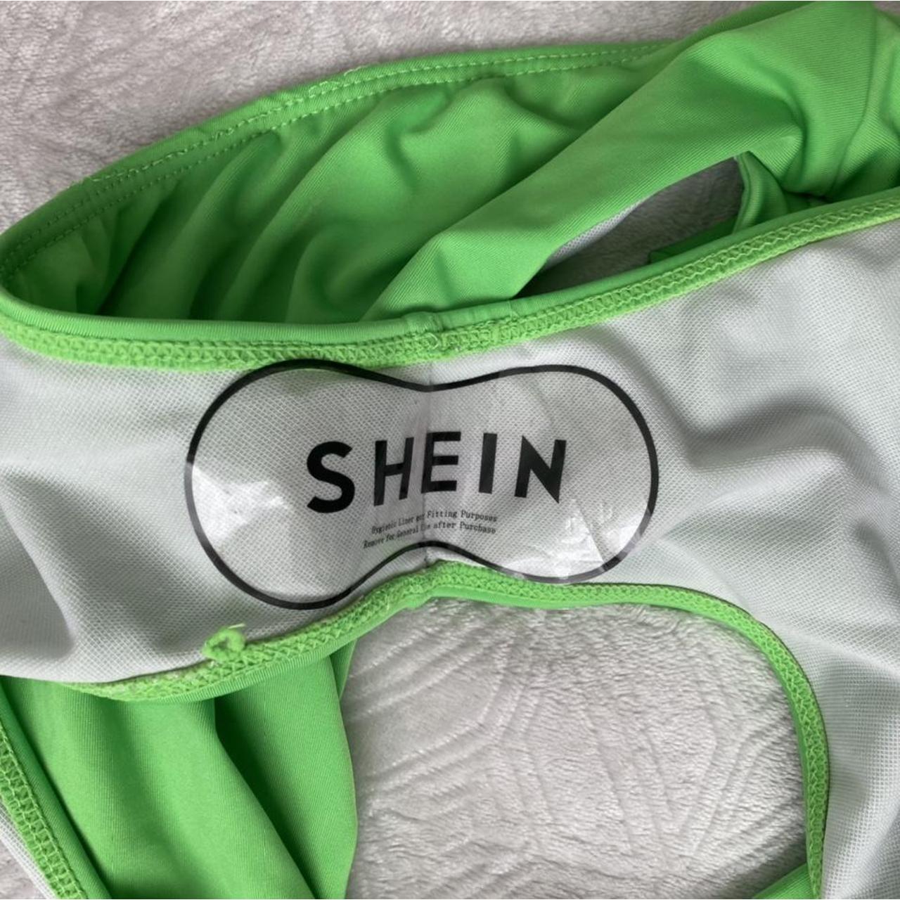 Neon green, one piece swim suit with adjustable... Depop