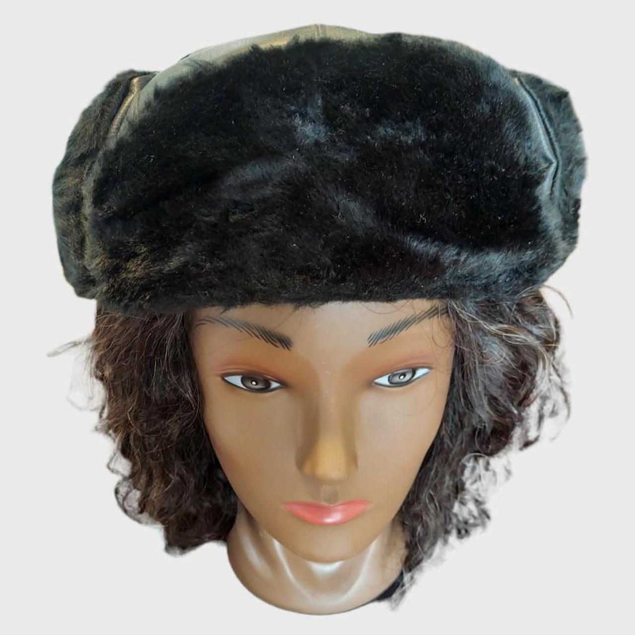 Vintage Trooper Hat Black Size Large Leather Faux - Depop