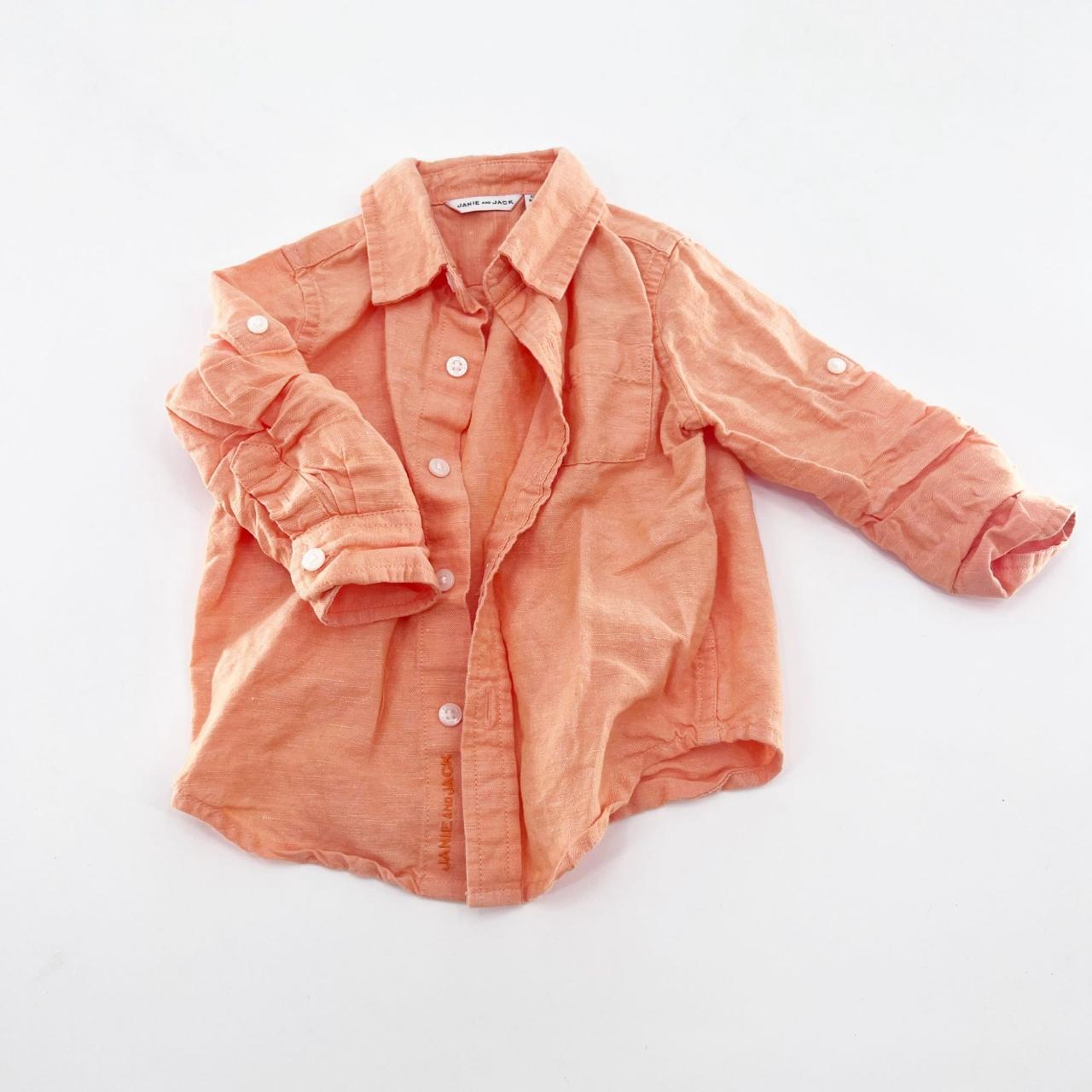 Janie and Jack Little Kids Orange Linen Button Down... Depop