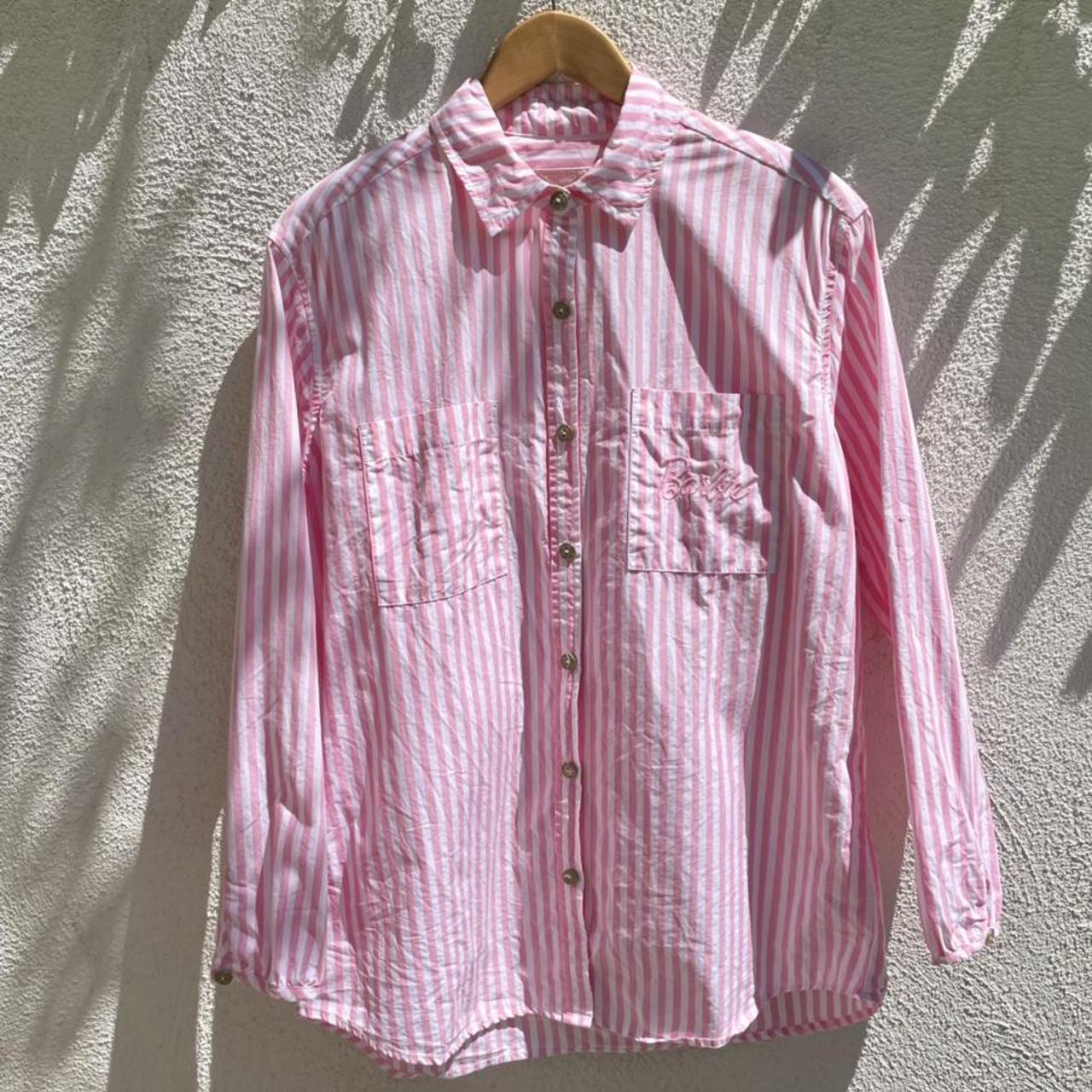 Show Me Your Mumu Women's Pink and White Shirt | Depop