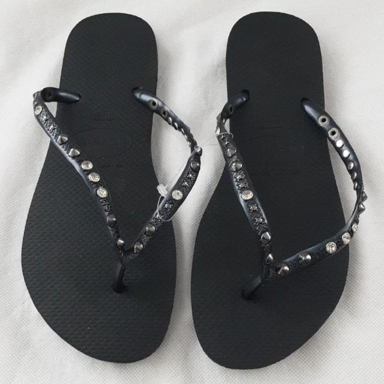 Havaianas Slim. Size 41 42. Studded with Metallic Depop