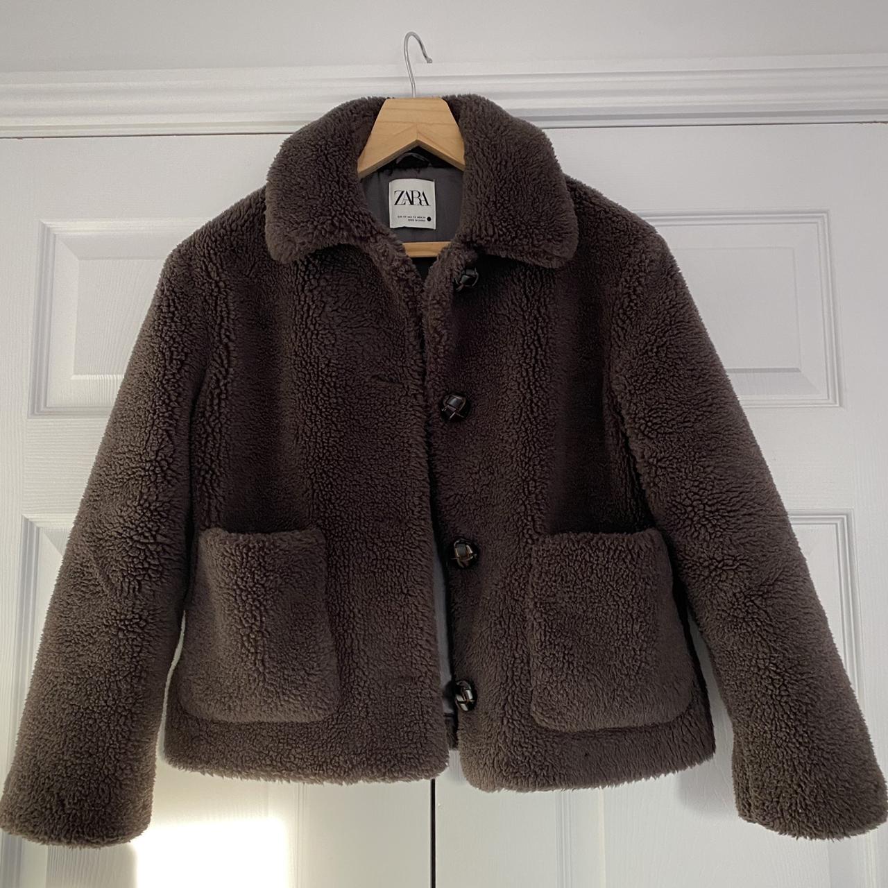 brown teddy coat zara