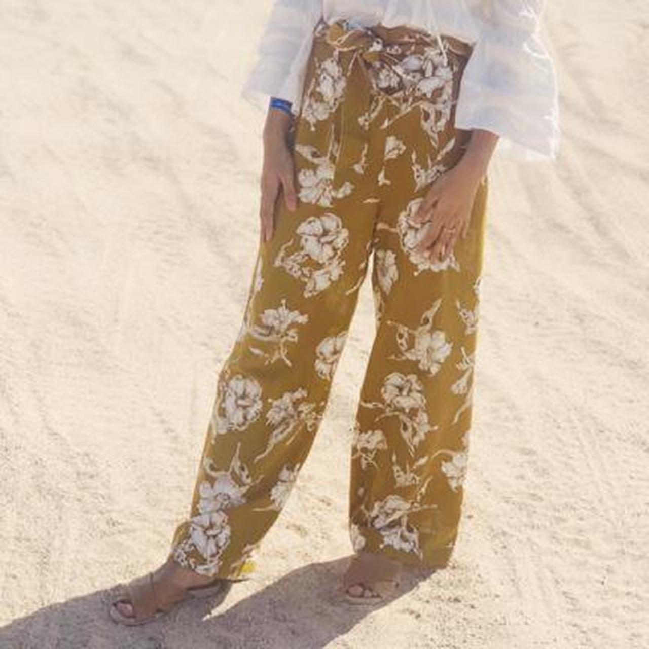 Zara floral wide leg hot sale pants