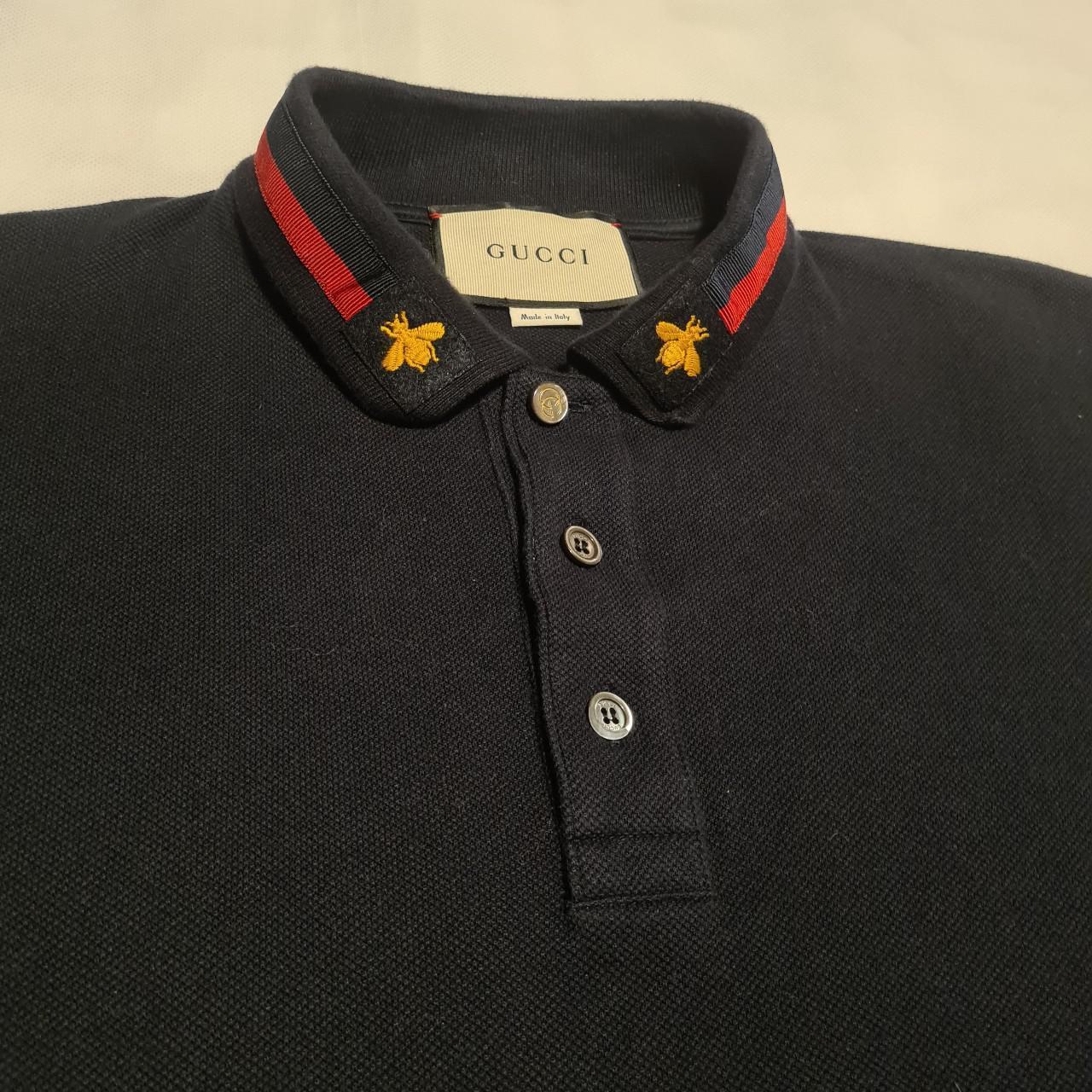 Gucci Bee Collar Polo Shirt 100% Authentic Size... - Depop