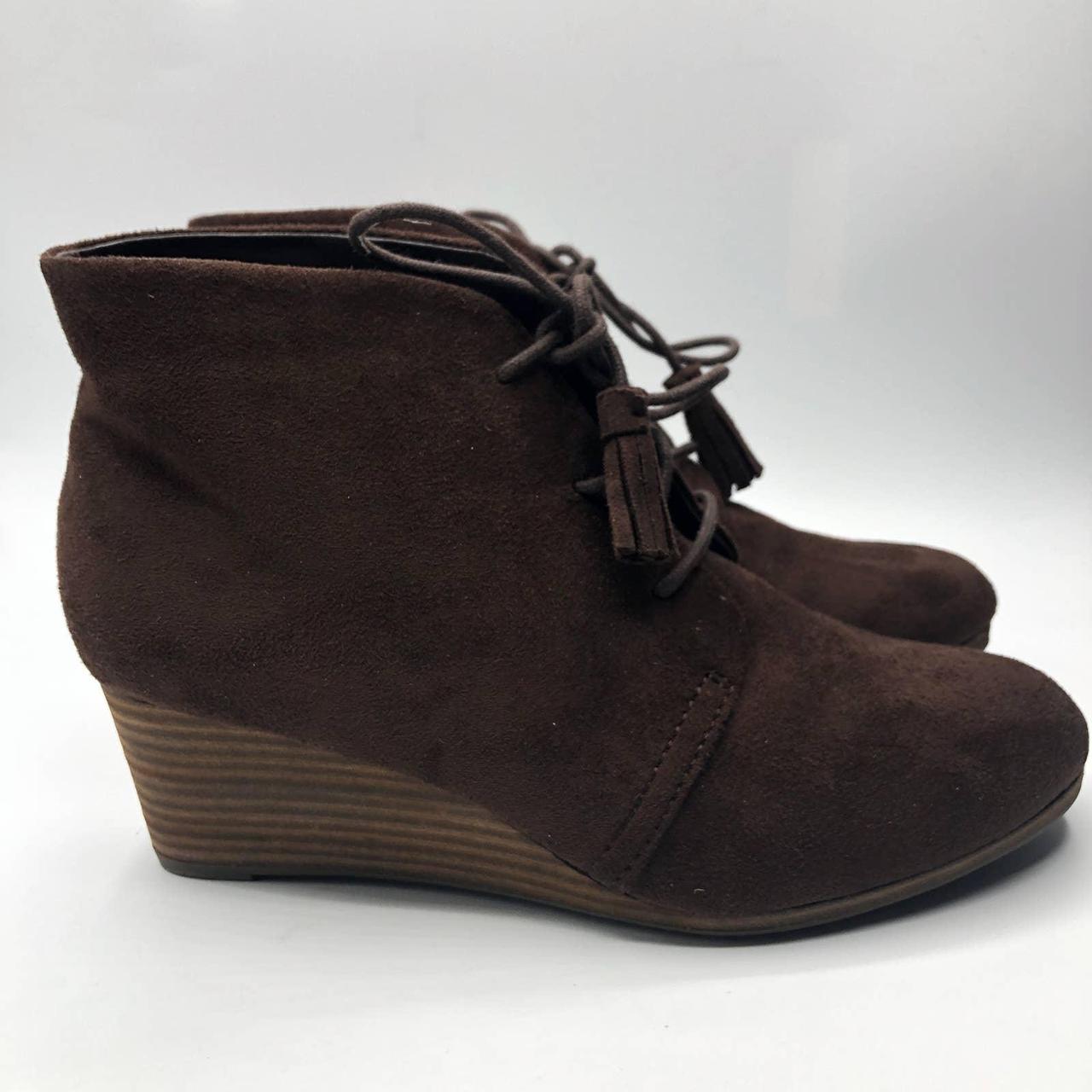 Dr. Scholl's Womens Dakota Tan Wedge Boots Shoes... - Depop