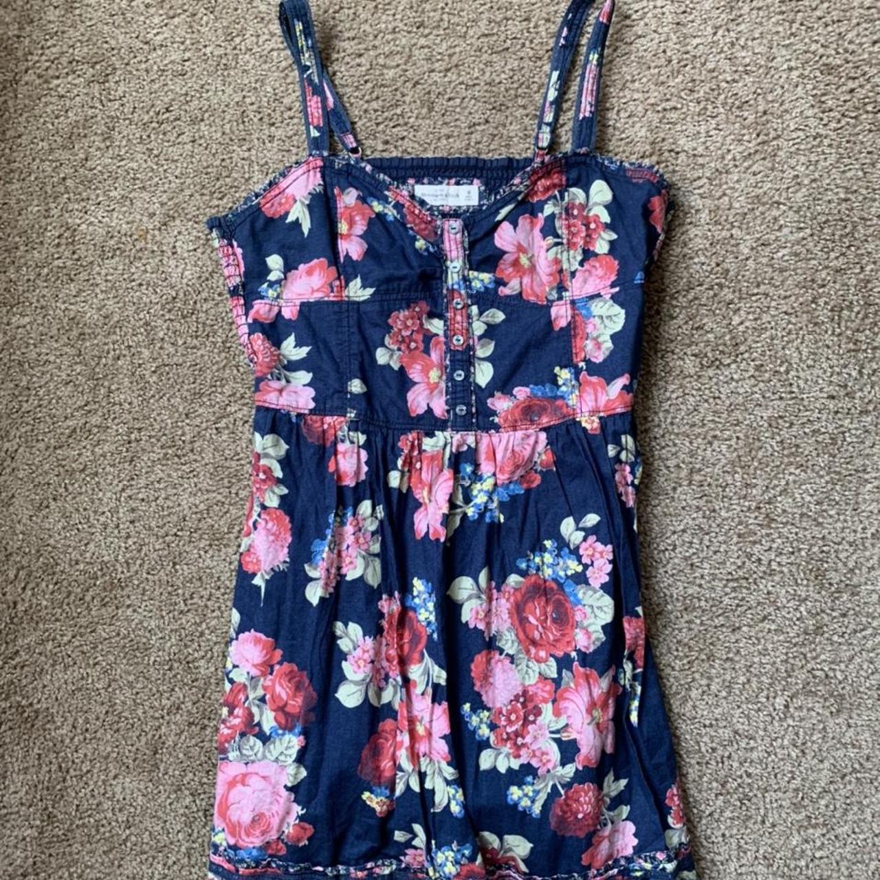 Abercrombie & Fitch Women's Navy and Pink Dress | Depop