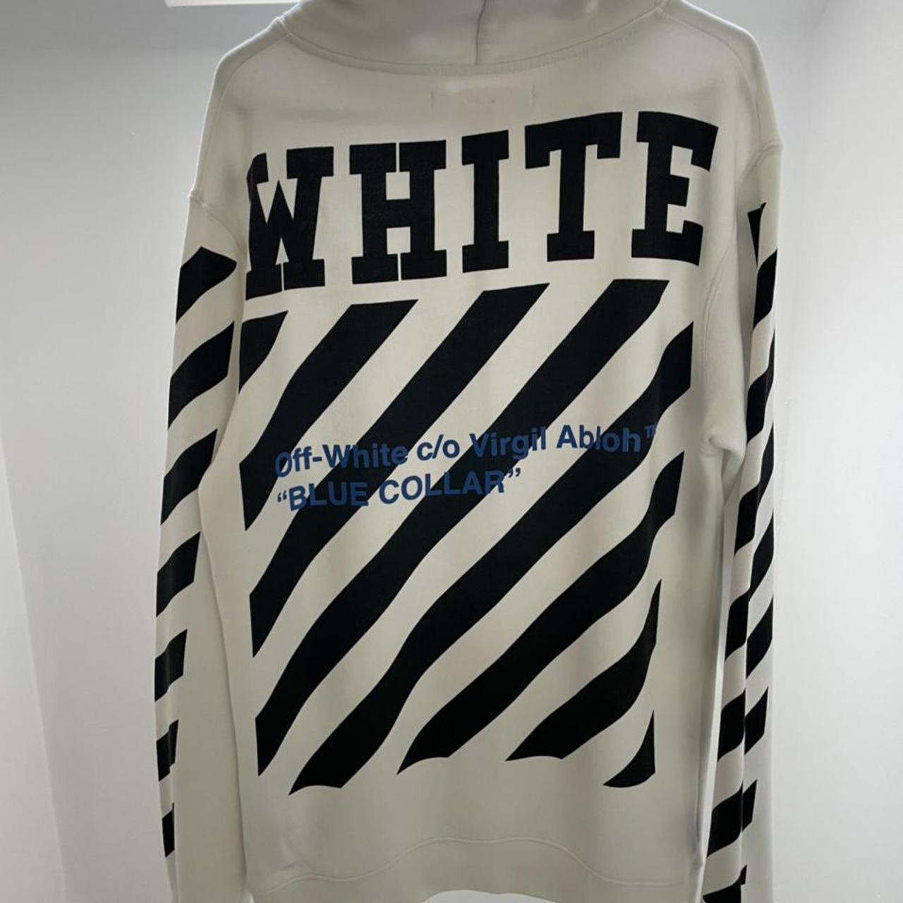 off white blue collar hoodie
