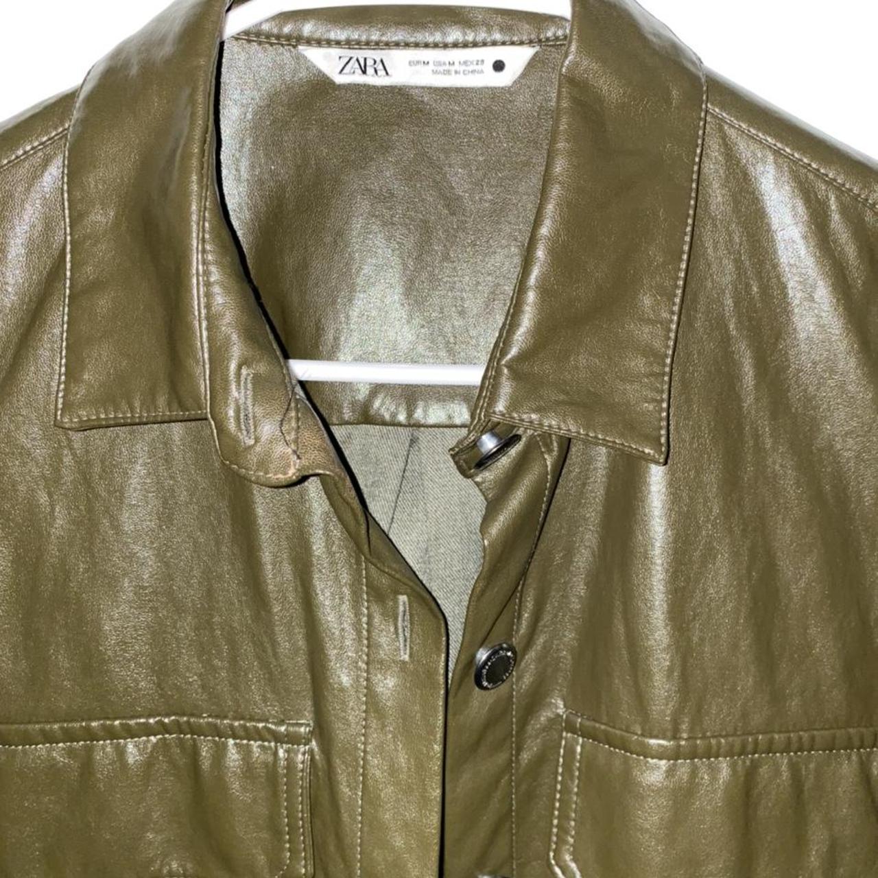 OLIVE ZARA LEATHER Duster TRENCH COAT W/ BELT - Depop