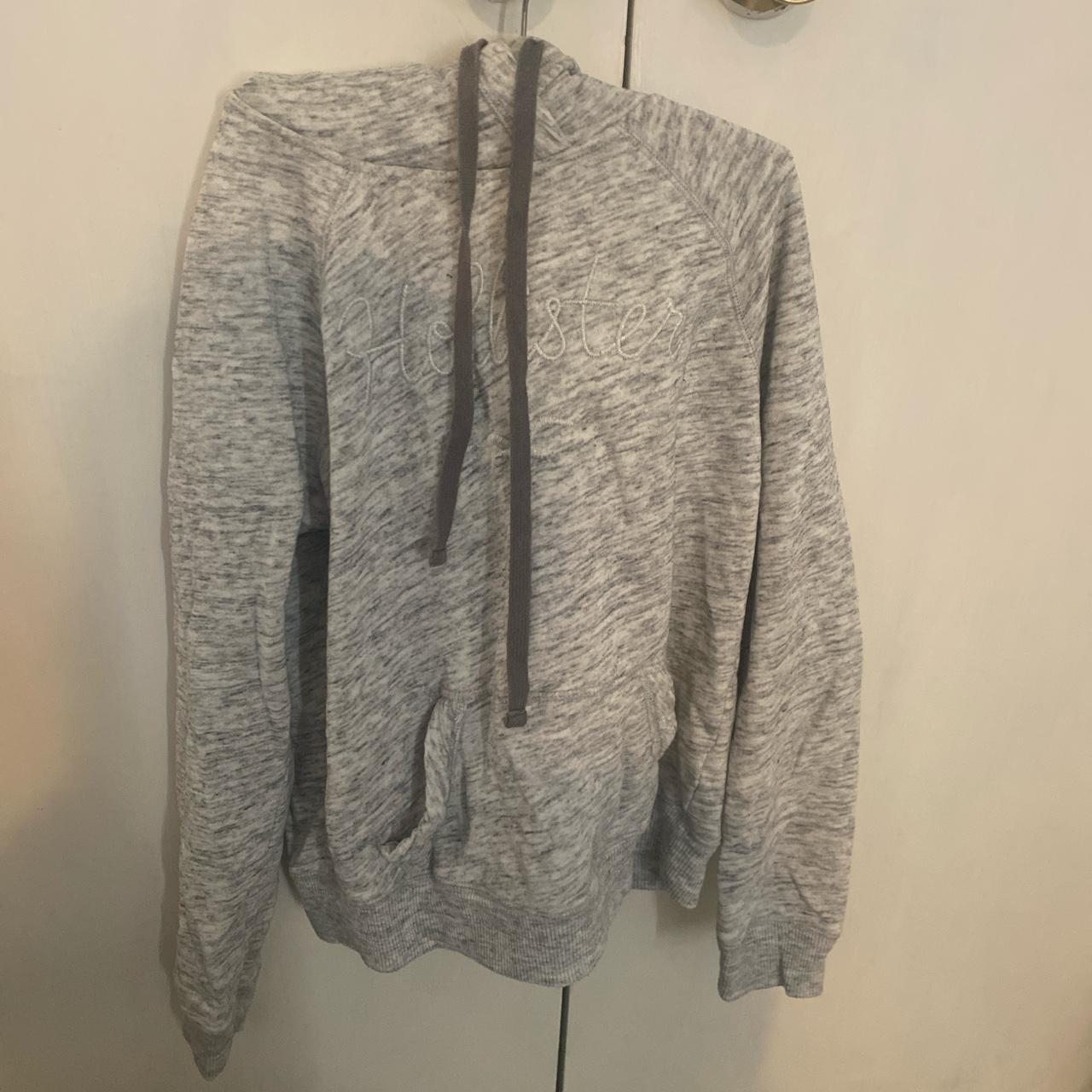 Grey marble hollister hoodie with logo on the front.... - Depop