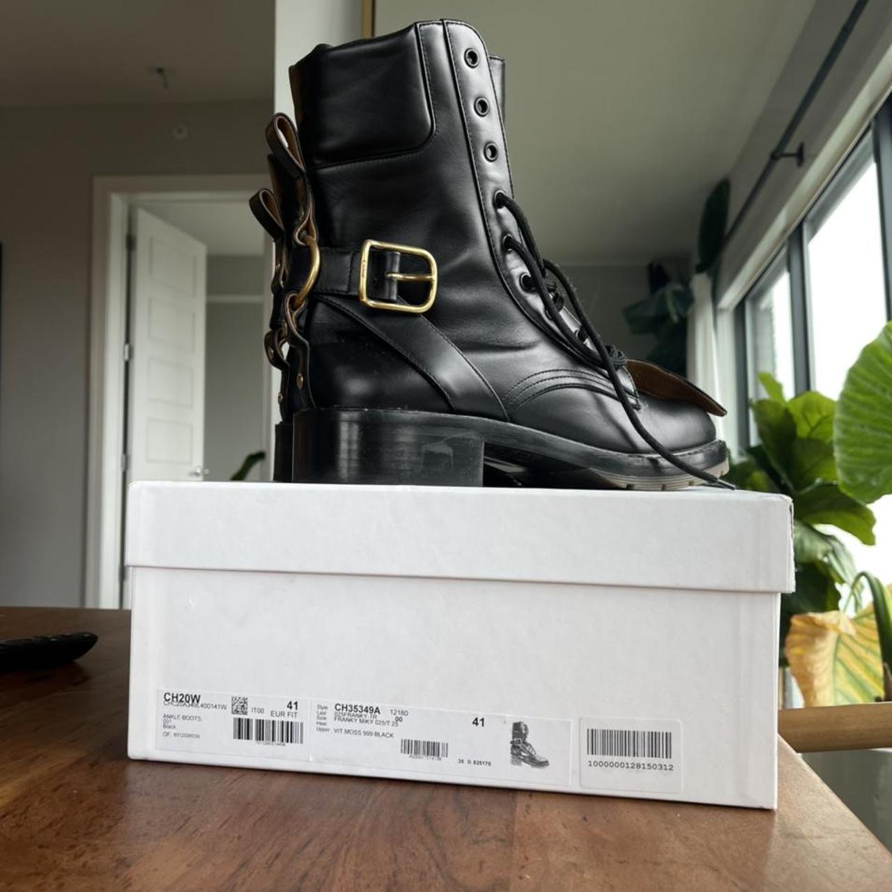 CHLOE DIANE BLACK LEATHER BOOTS/COMBAT Depop