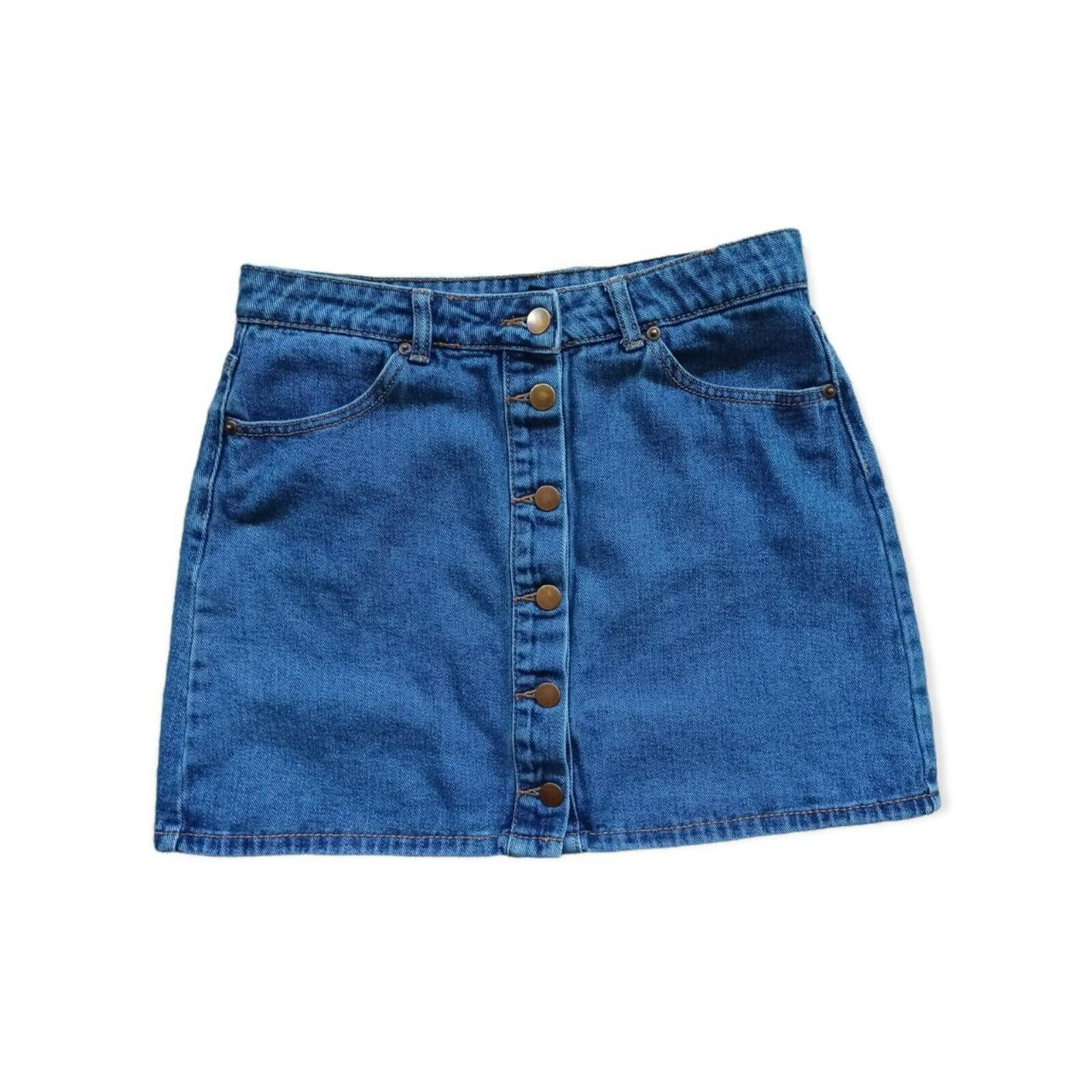 Forever 21 Denim Button Front Short Skirt Women's... - Depop