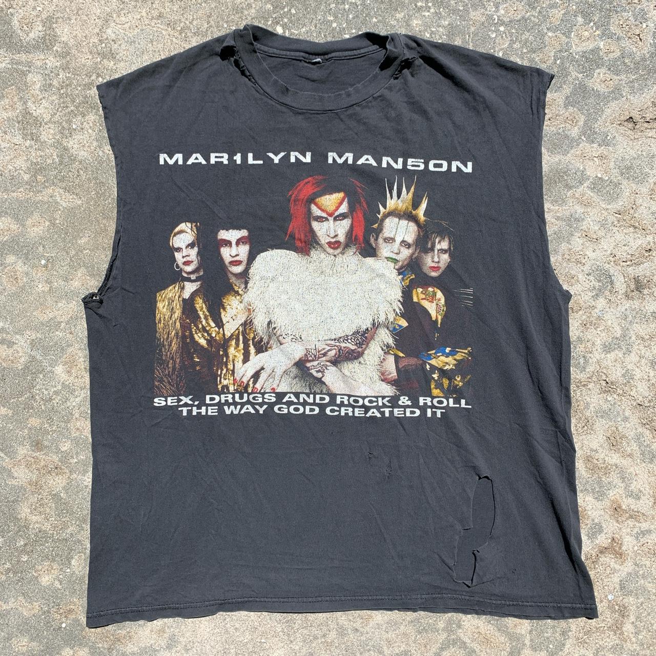 Vintage 90s 1999 Marilyn Manson Sex Drugs and Rock N... - Depop