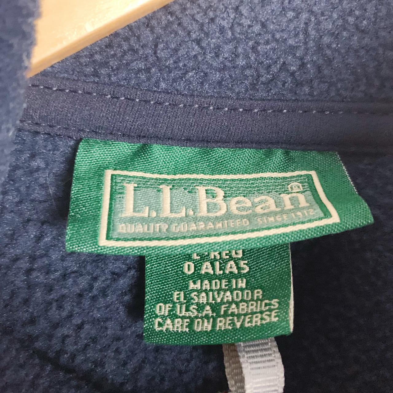 l.l bean navy fleece // full zip embroidered pocket ... - Depop