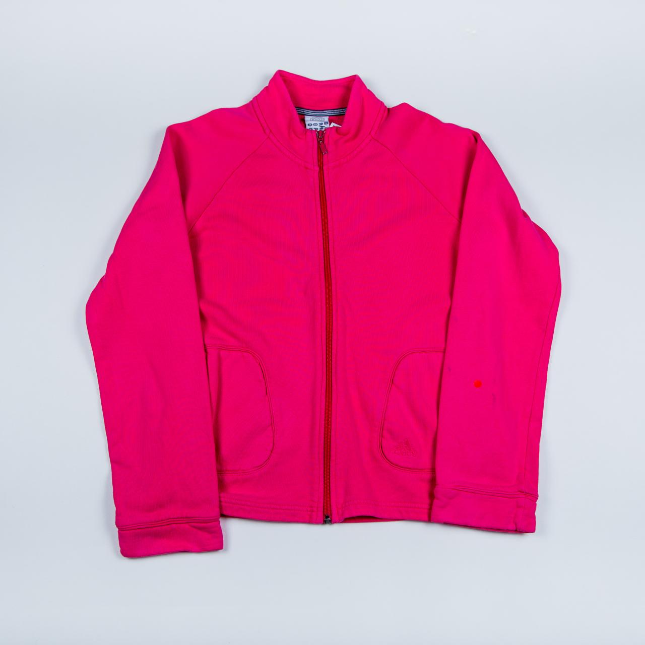 plain pink adidas zip up vintage sweatshirt //... - Depop