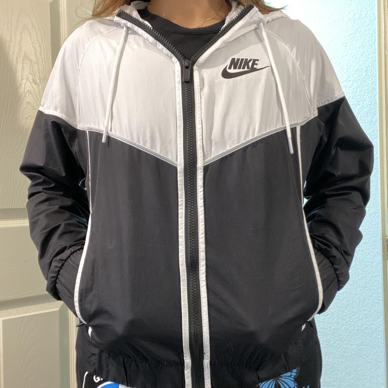 black grey and white nike windbreaker