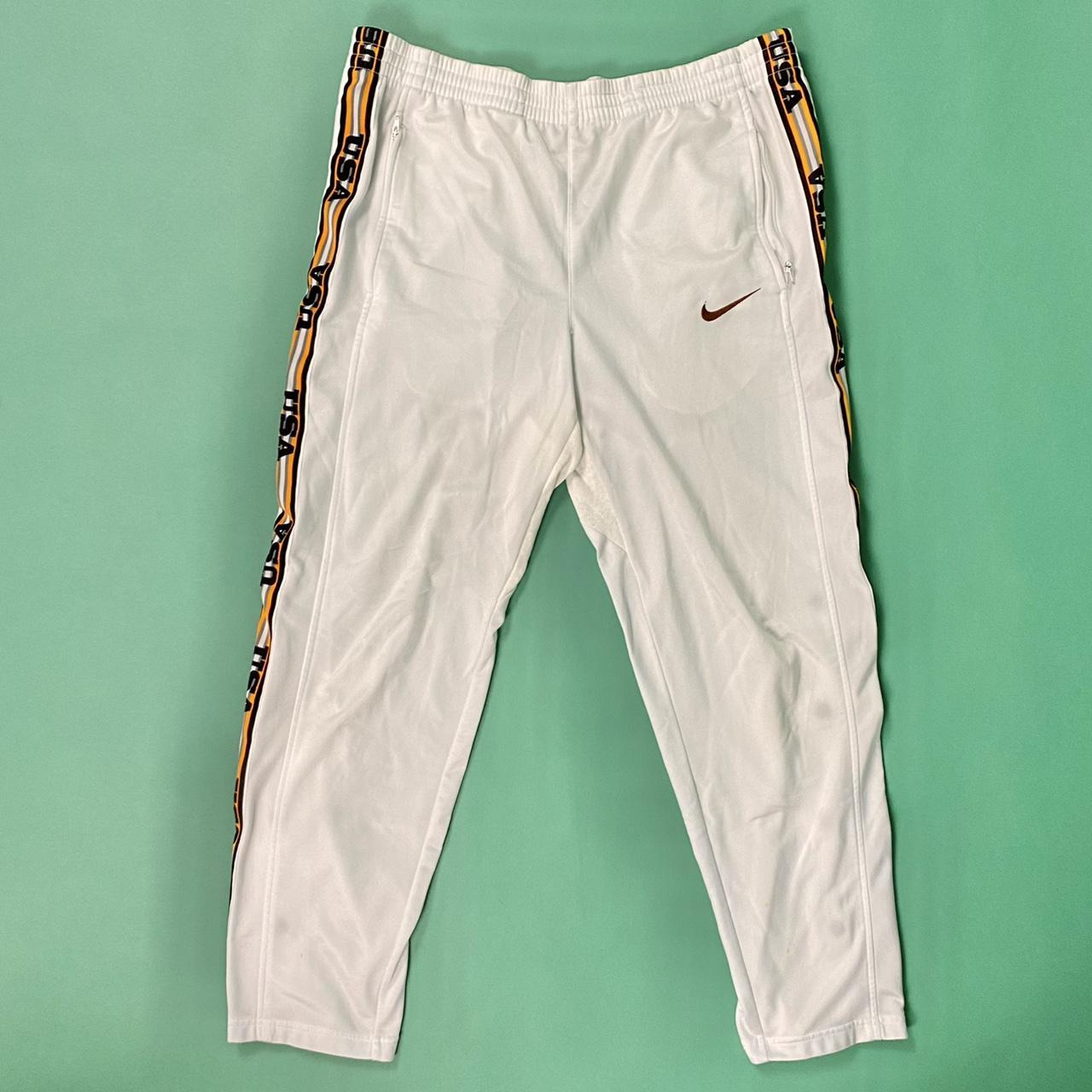 Vintage rare early 90s white Nike popper joggers /... - Depop
