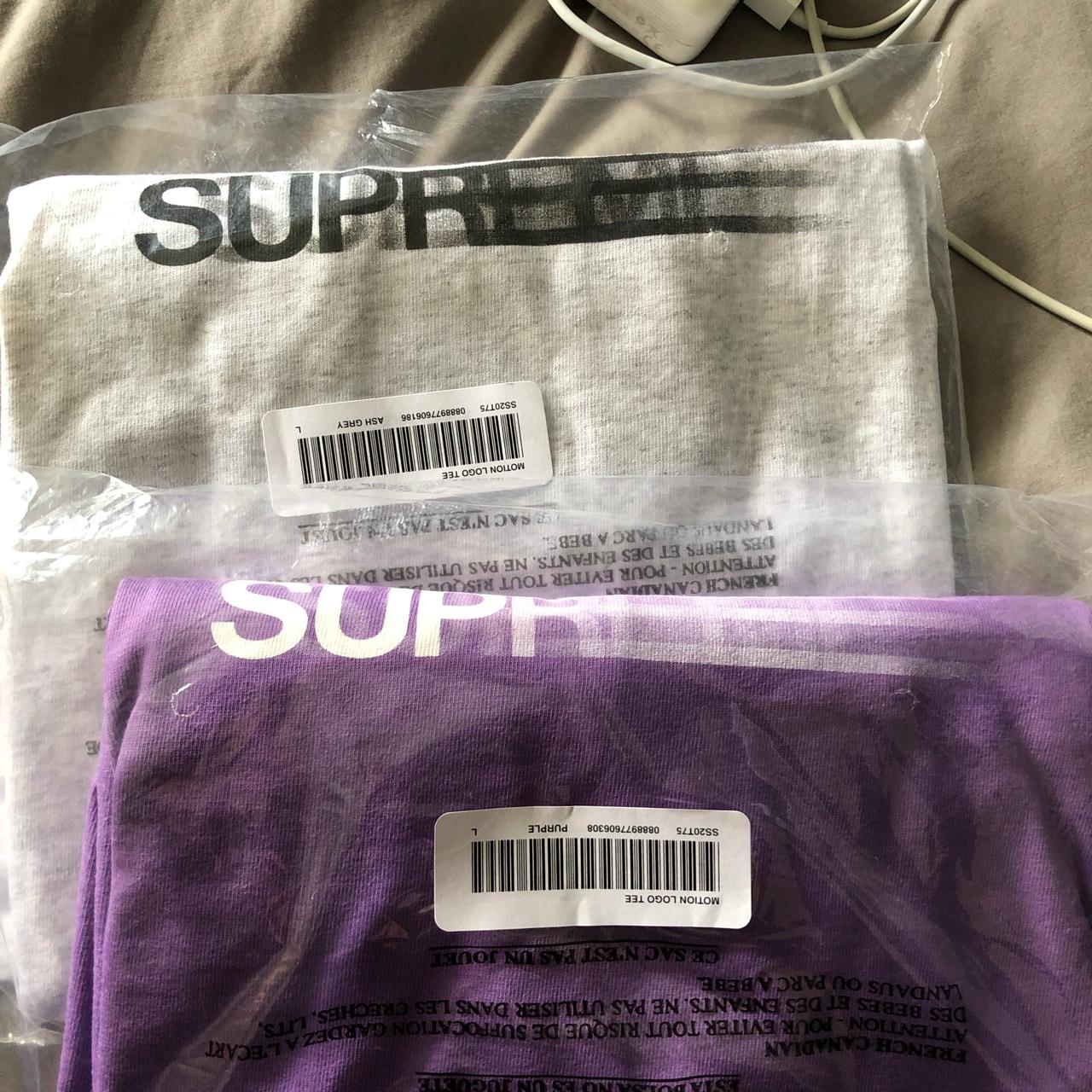 supreme motion logo tee purple