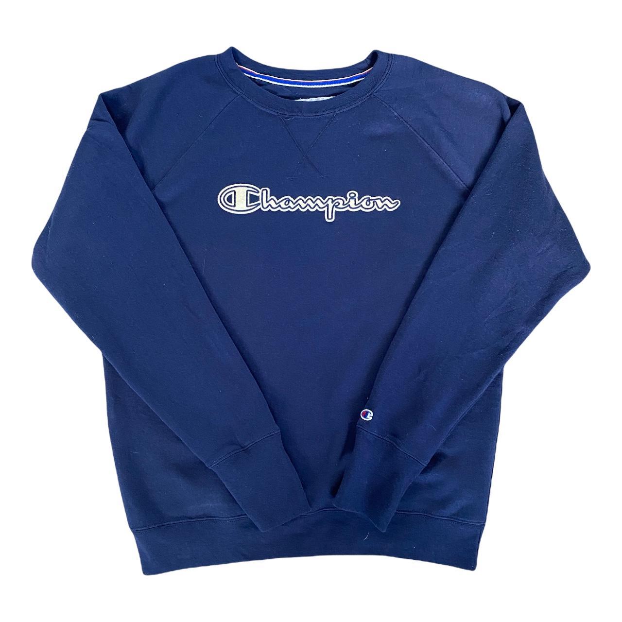 ️Navy Champion Embroidered Sweatshirt / jumper /... - Depop