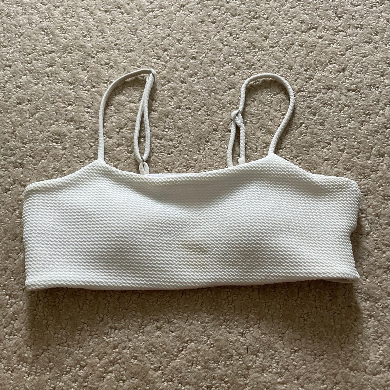 white textured bikini from shein size small worn... - Depop