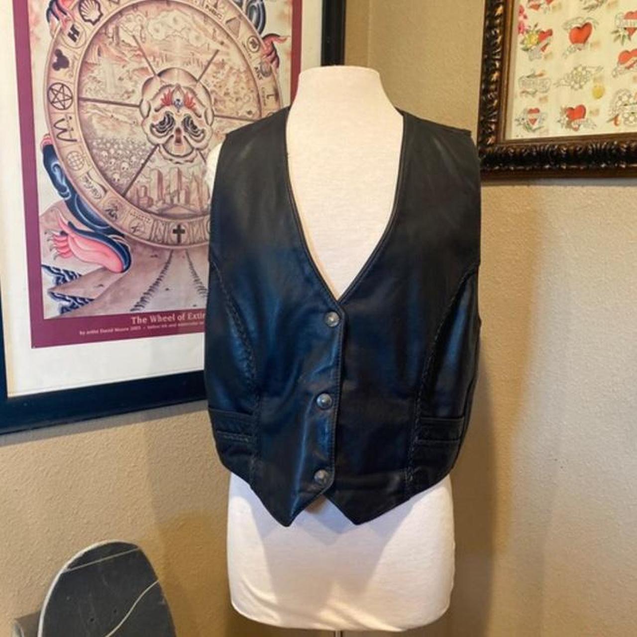 Vintage just leather San Jose, Ca. Leather vest No... Depop