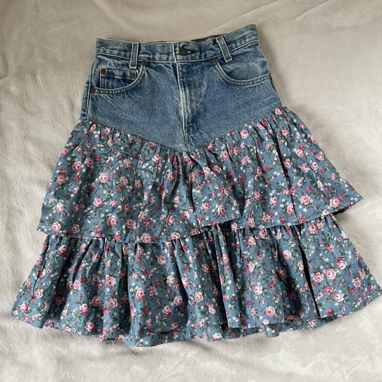 Women's Blue and Pink Skirt | Depop