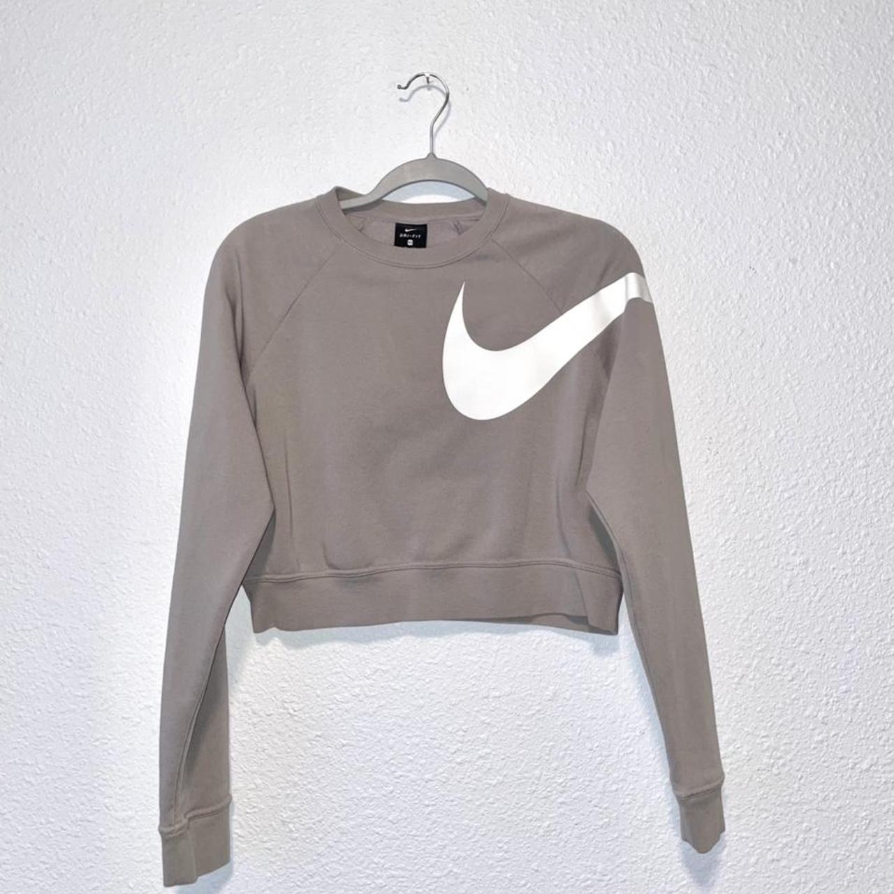 Nike Dri Fit Versa Cropped Sweatshirt in Grey Size Depop