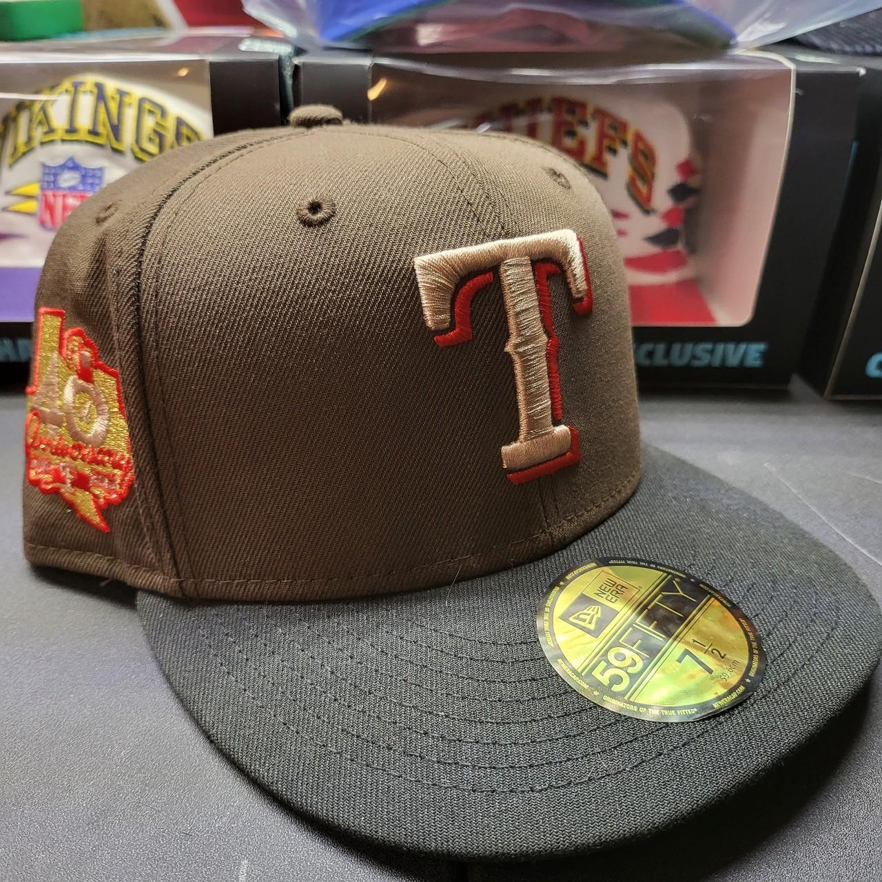 Texas Rangers Hat Cap Fitted Mens 7 Black Gold New Era MLB Baseball Men