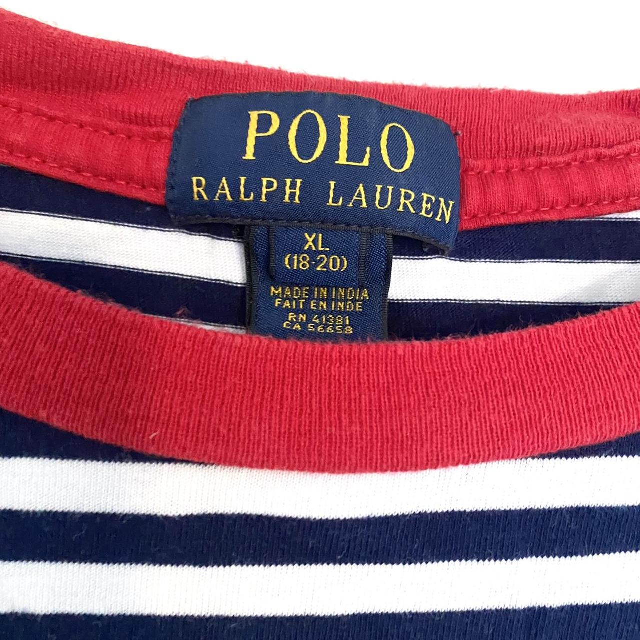 Navy and white striped polo Ralph Lauren casual... - Depop