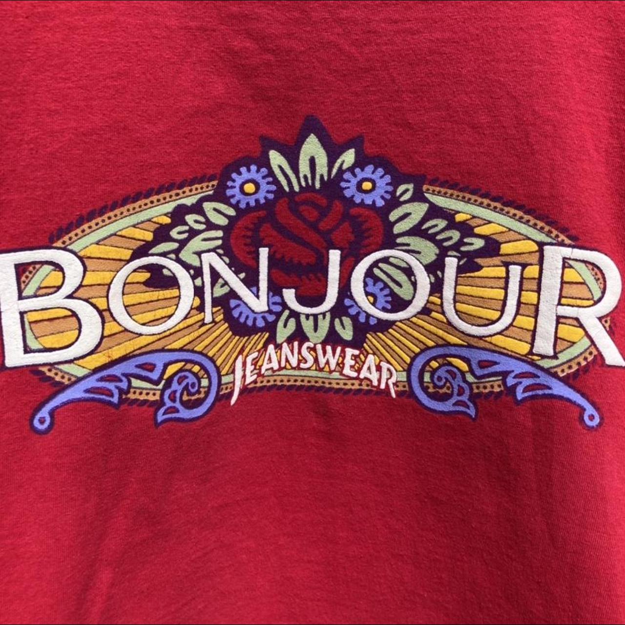 Vintage bonjour TShirt Flower Decal Graphic Tee... Depop