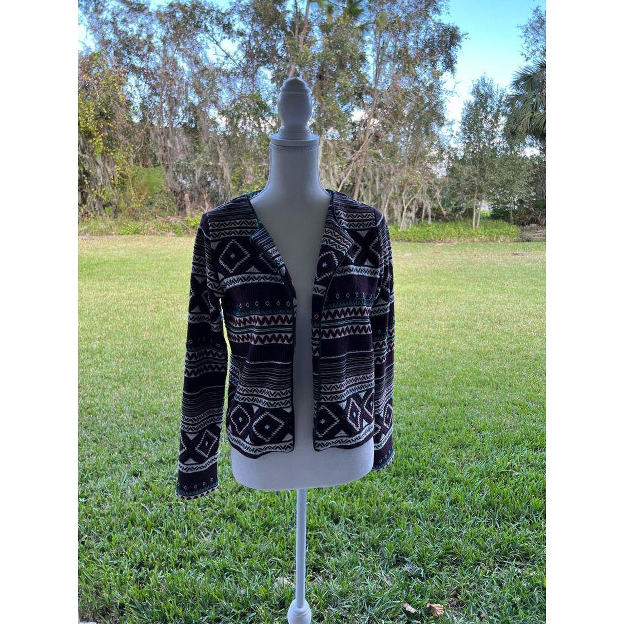 Espirit Women's Black and Blue Cardigan Depop