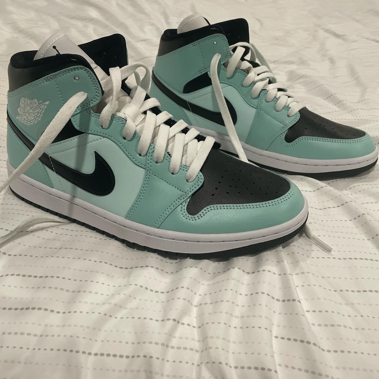 WMNS AIR JORDAN 1 MID 'AQUA BLACK' Never worn. No... - Depop