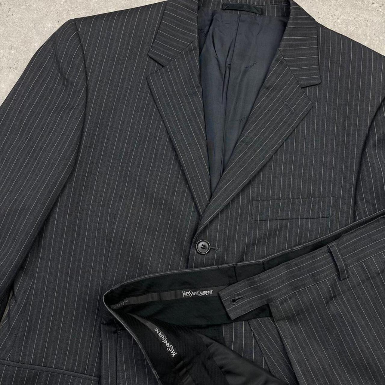 YSL suit wool grey pinstripe oversized... Depop