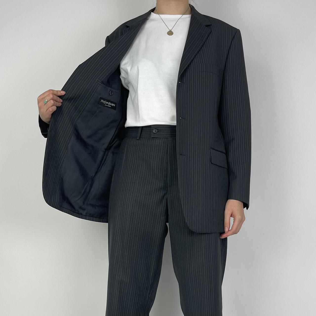 YSL suit wool grey pinstripe oversized... Depop