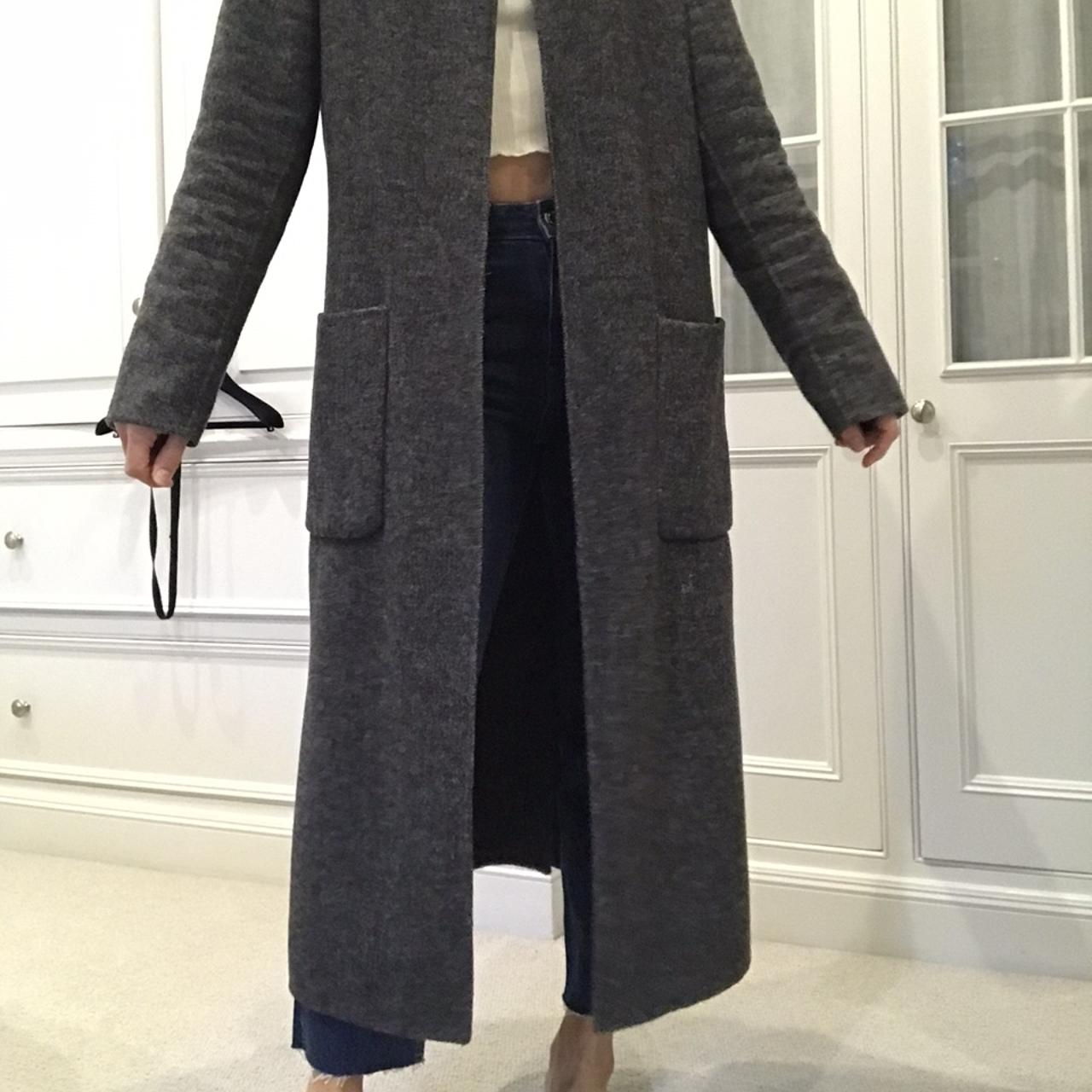 Zara wool blend trench coat grey #trenchcoat... - Depop