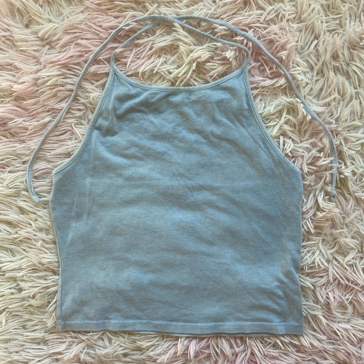 Baby blue brandy Melville cropped halter top One... Depop