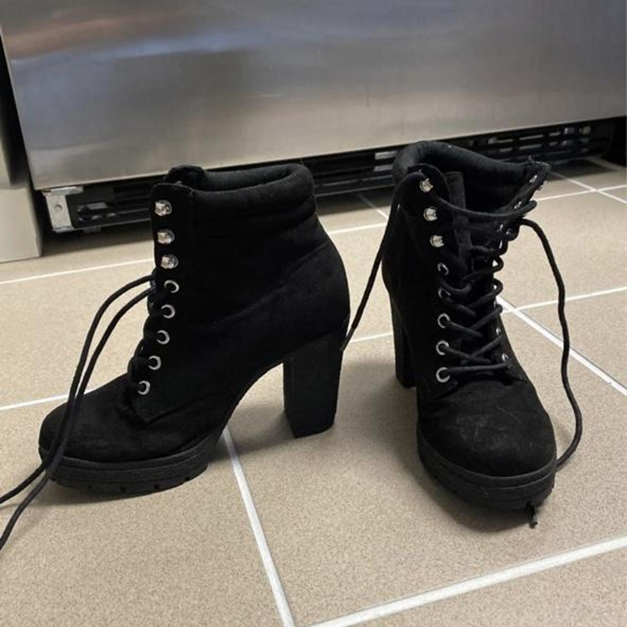 4 Inch Heeled Boots With Laces Size 6.5 Like - Depop