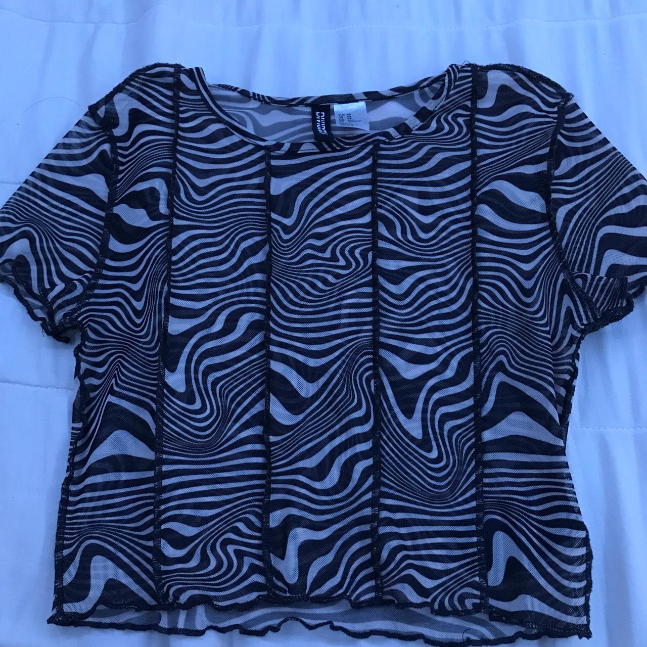 MESH ZEBRA PATTERN CROPPED SHIRT ONLY... - Depop