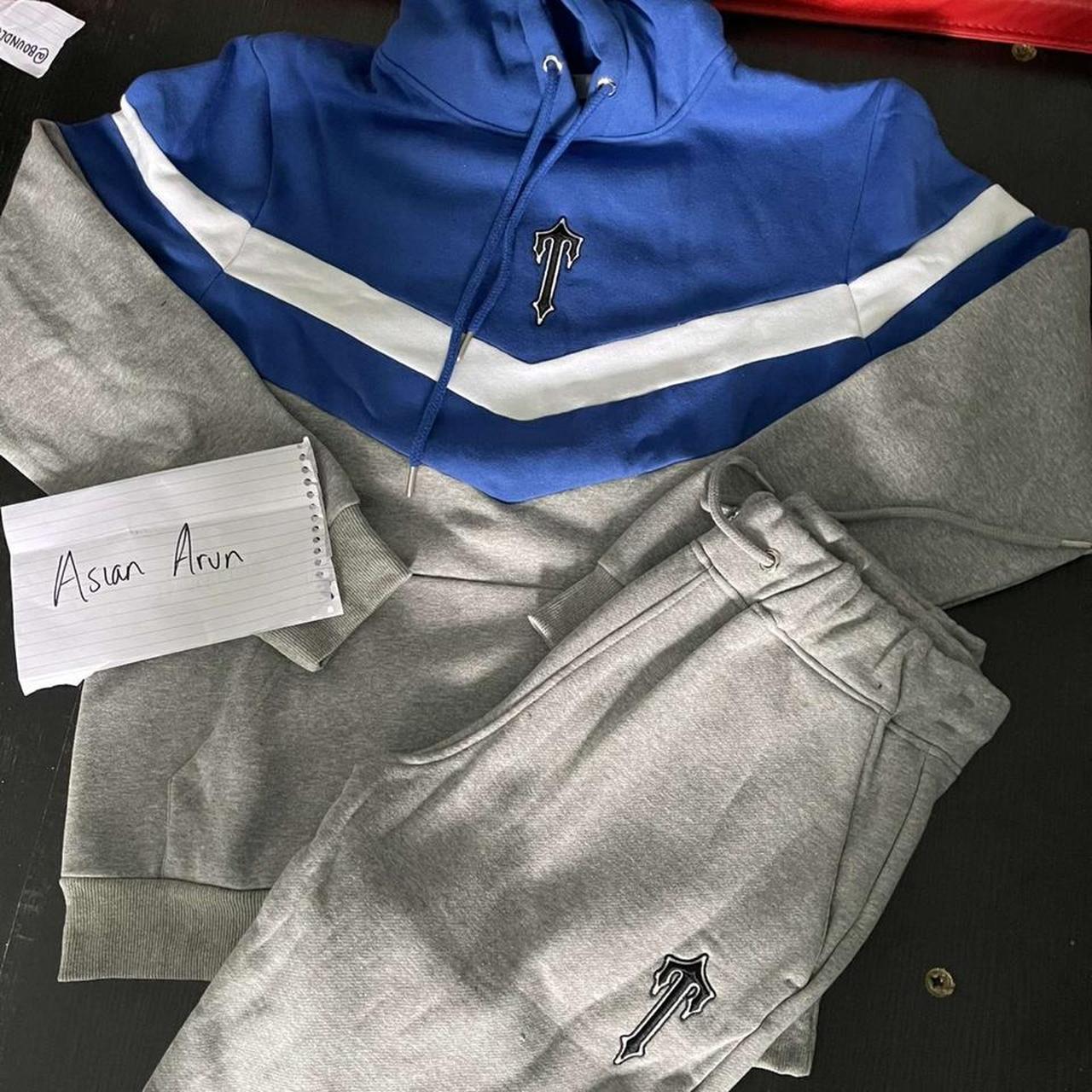 Trapstar V Stripe Tracksuit Blue Conjunto Trapstar V Stripe Hoodie