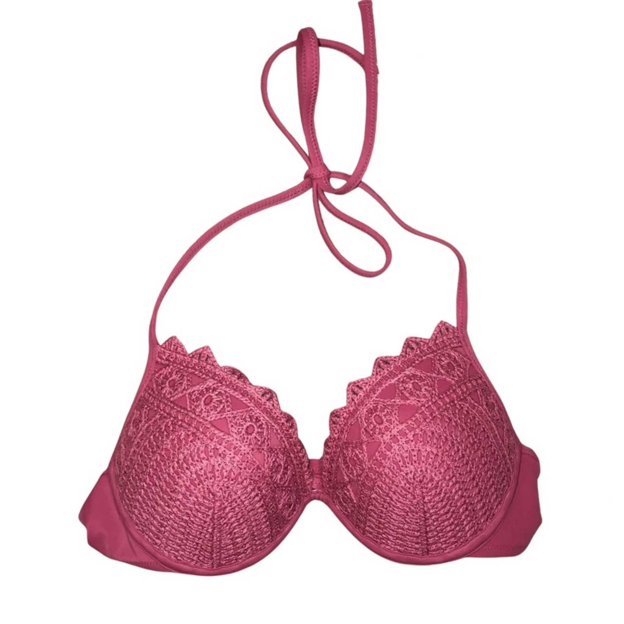 Shade Shore Pink Crocheted Bikini Top Depop