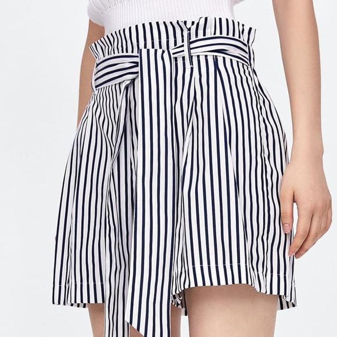 ZARA Pleated Waist Bermuda Striped Shorts. Depop