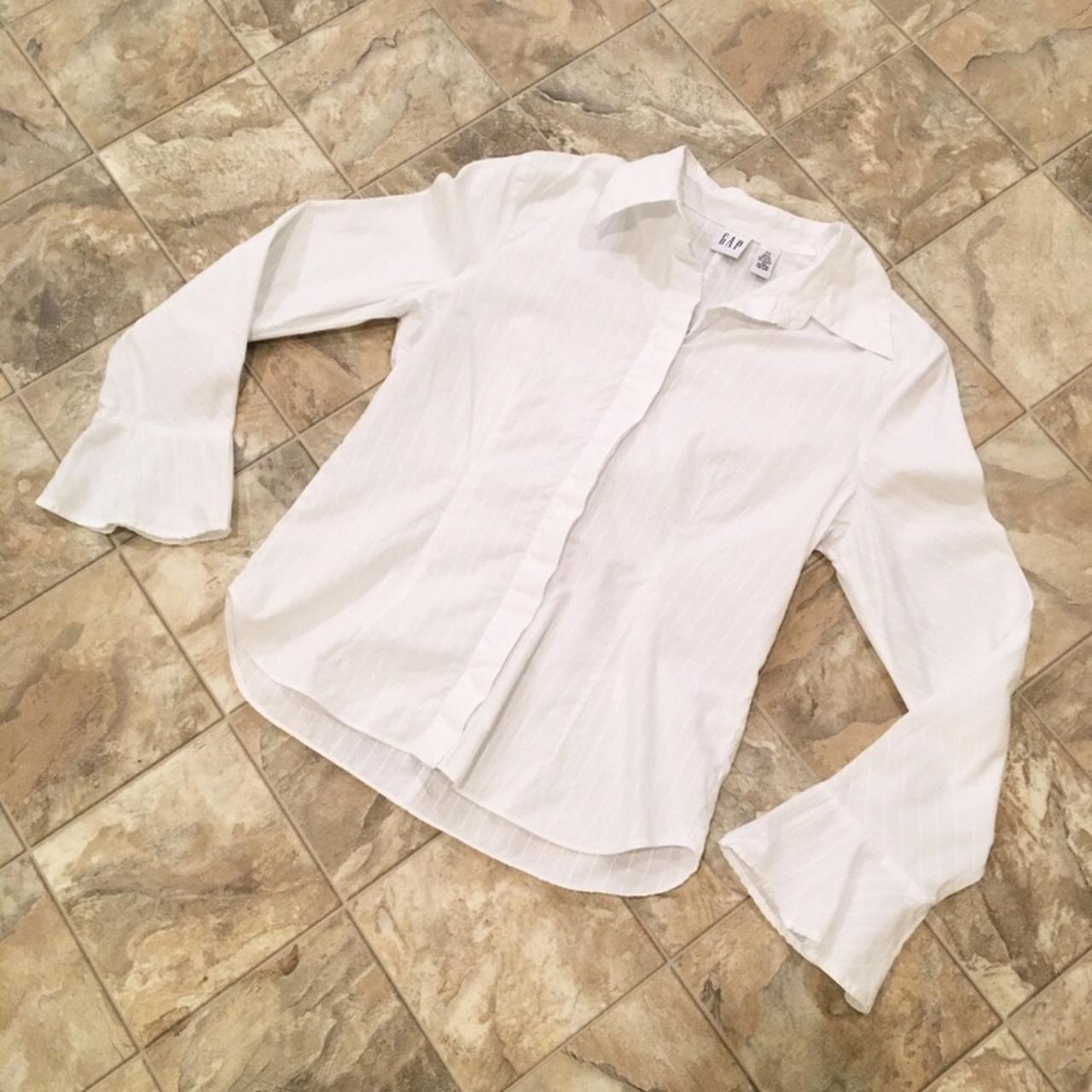 GAP white button down blouse hidden buttons ties... Depop