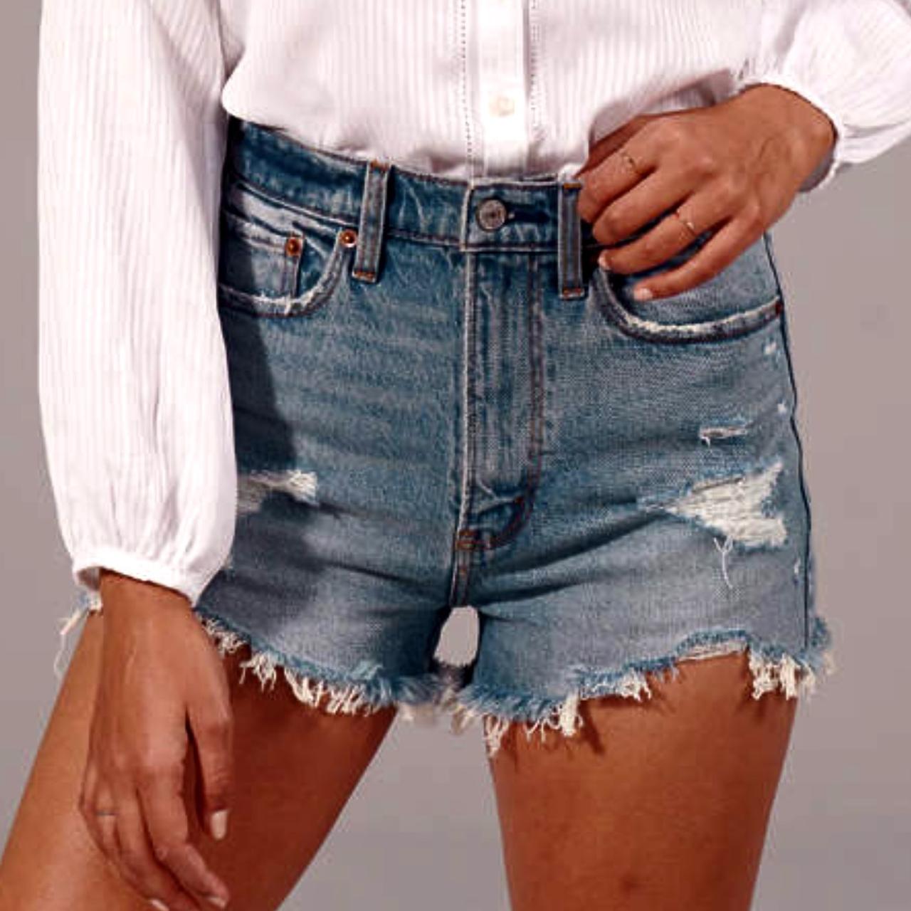 ABERCROMBIE FITCH High Rise Cut Off Jean Shorts